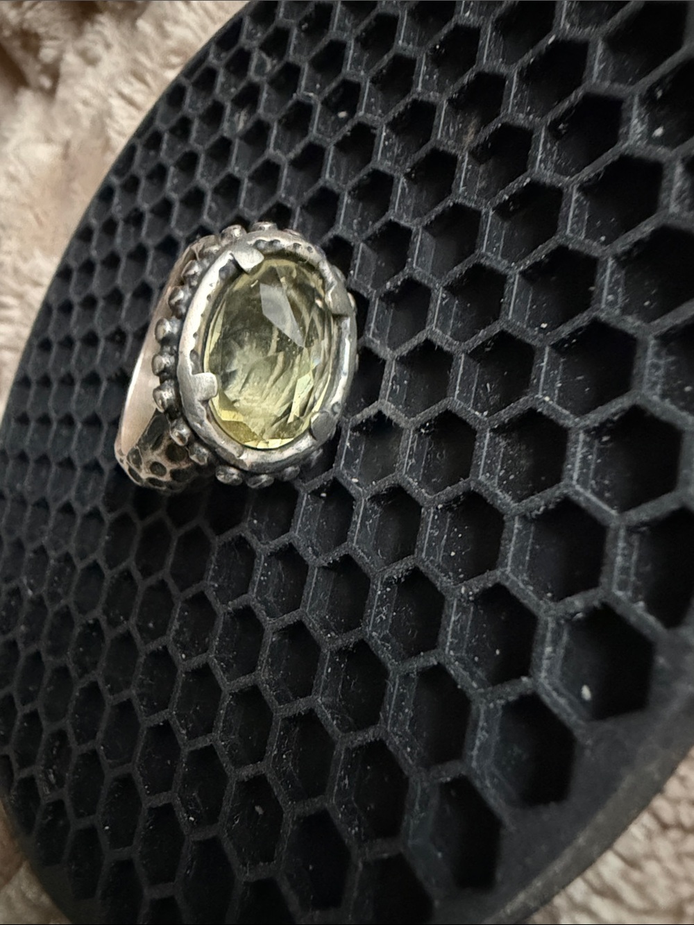 Green Amethyst Sterling-Style Statement Ring from Bora Handcrafted Jewelry